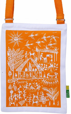 

Eco Corner Women Casual Orange Cotton Sling Bag
