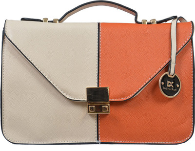 

Diana Korr Women Casual Orange, Beige PU Sling Bag, Beige;orange
