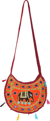 

Rajrang Women Casual Orange Cotton Sling Bag