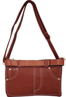 

Super Drool Women Casual Brown PU Sling Bag
