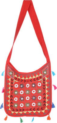 

Rajrang Women Casual Red, Green, White Cotton Sling Bag, Green;red;white
