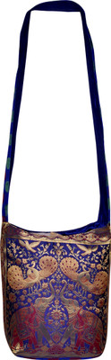 

Lal Haveli Women Casual Blue Silk Shoulder Bag