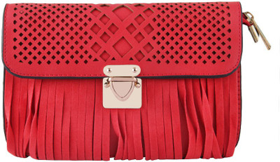 

Pink Fever Women Casual Red Leatherette Sling Bag