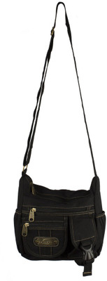

Sky One Men Casual Black Canvas Sling Bag