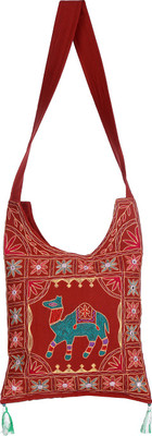 

Rajrang Women Casual Maroon Cotton Sling Bag
