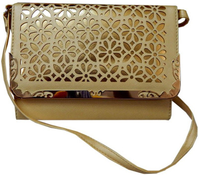 

Navaksha Women Gold PU Sling Bag
