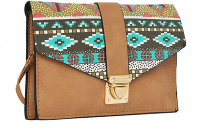 

Hawai Women Evening/Party Brown PU Sling Bag
