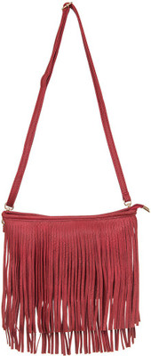 Peaubella Women Casual Red Leatherette Sling Bag
