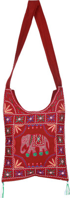 

Rajrang Women Casual Maroon Cotton Sling Bag