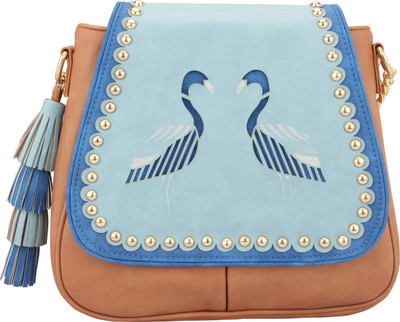 

D'oro Women Casual Blue PU Sling Bag