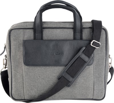 

tZaro Men Formal Grey, Black Canvas, Genuine Leather Sling Bag, Black;grey