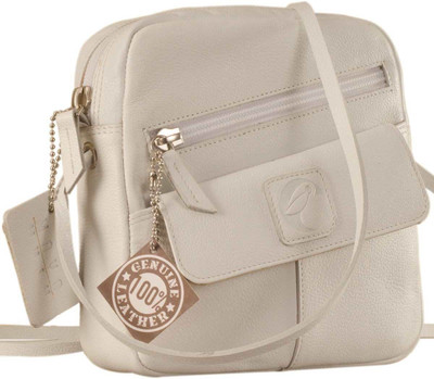 

eZeeBags Women Casual White Genuine Leather Sling Bag
