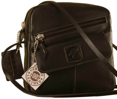 

eZeeBags Women Casual Black Genuine Leather Sling Bag