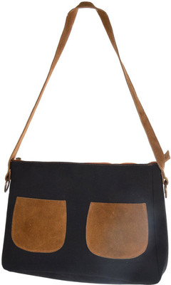 

Mankha Women Evening/Party Black Canvas Sling Bag