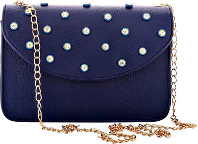 

Abrazo Girls Evening/Party Blue PU Sling Bag