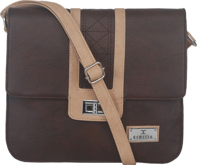Esbeda Women Casual Brown Leatherette Sling Bag