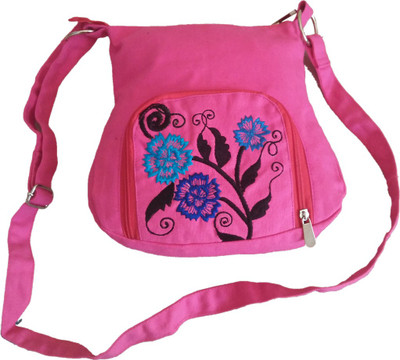 

Fly Angels Women Casual Pink Canvas Sling Bag