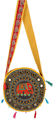 

Rajrang Women Casual Black, Red Cotton Sling Bag