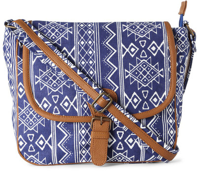 

People Women Casual Blue Genuine Leather Sling Bag