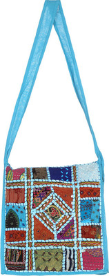 

Rajrang Women Casual Blue Cotton Sling Bag