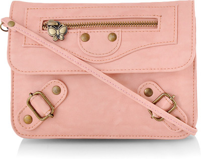

Butterflies Women Casual Pink PU Sling Bag