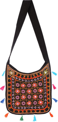 

Rajrang Women Casual Black Cotton Sling Bag