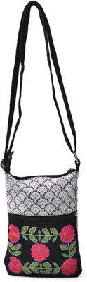 Pickpocket Women Casual Black Cotton, Canvas Sling Bag