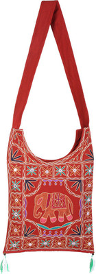 

Rajrang Women Casual Red, Brown Cotton Sling Bag, Brown;red