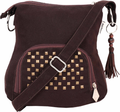 

Pickpocket Women Casual Brown Canvas Sling Bag