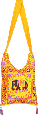 Rajrang Women Casual Yellow Cotton Sling Bag