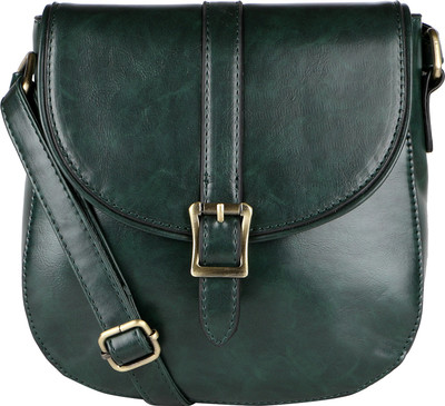 

Lino Perros Women Casual Green Leatherette Sling Bag