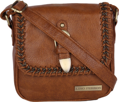 

Lino Perros Women Casual Brown Leatherette Sling Bag