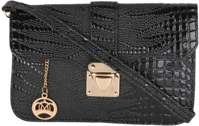 Moedbuille Women Casual Black PU Sling Bag