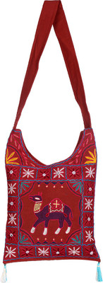 

Rajrang Women Casual Maroon Cotton Sling Bag