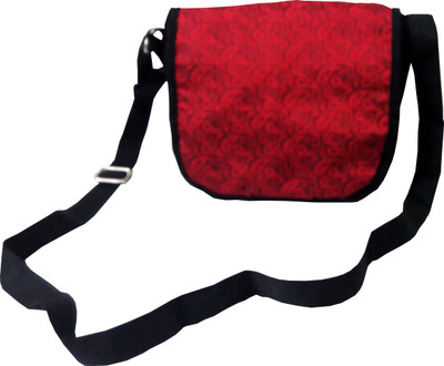 

Evagloria Girls Casual Red Brocade Sling Bag
