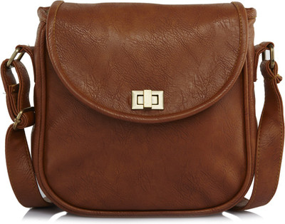 

Haqeeba Women Casual Brown Leatherette Sling Bag