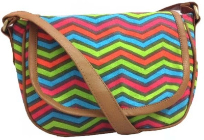 

Carry on Bags Girls Casual Multicolor Canvas, PU Sling Bag