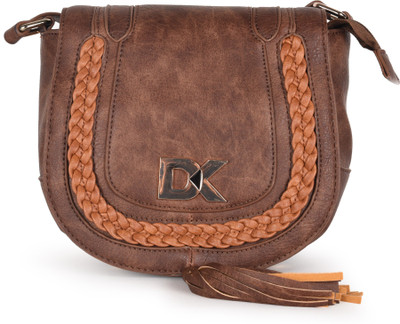 Diana Korr Women Casual Brown PU Sling Bag