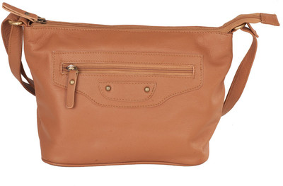 

LeCobbs Women Casual Tan Genuine Leather Sling Bag
