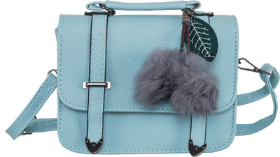 

Peaubella Girls Casual Blue Leatherette Sling Bag