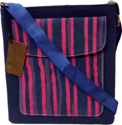 Bhamini Women Casual Blue Canvas Sling Bag