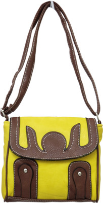 

Heels & Handles Women Casual Yellow PU Sling Bag