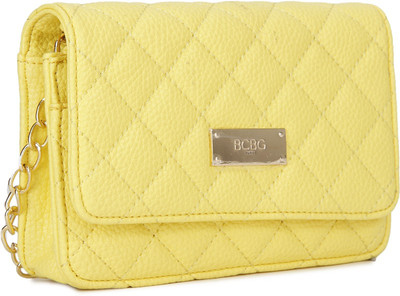 

BC BG Women Casual Yellow Genuine Leather Sling Bag