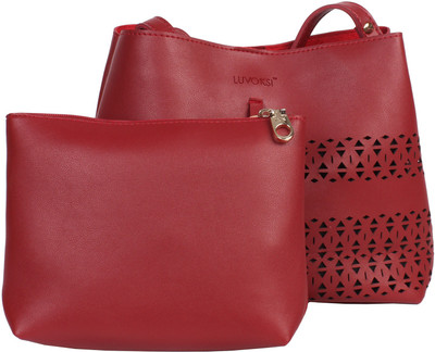 

Luvoksi Women Casual Red Leatherette Sling Bag