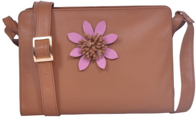 

Justanned Women Casual Tan Genuine Leather Sling Bag