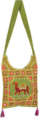

Rajrang Women Casual Green, Red Cotton Sling Bag