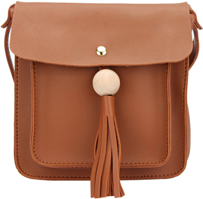 

CREATIVE EMBELLISHMENT Women Casual Tan PU Sling Bag