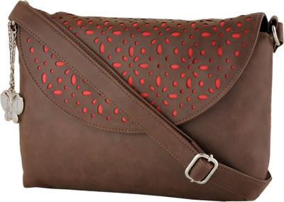 

Butterflies Women Casual Brown PU Sling Bag