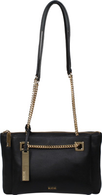 

RI2K Women Casual Black Genuine Leather Sling Bag