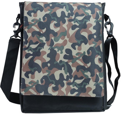 

LEAF Men Casual Green, Black Nylon Sling Bag, Black;green